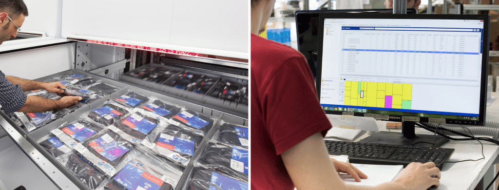 Modula VLM storing items and managing inventory through WMS