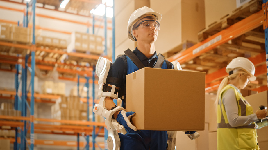 A warehouse operator wearing a finger-trigger glove​