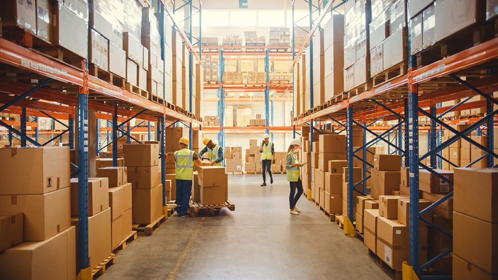 Warehouse employees checking boxes​