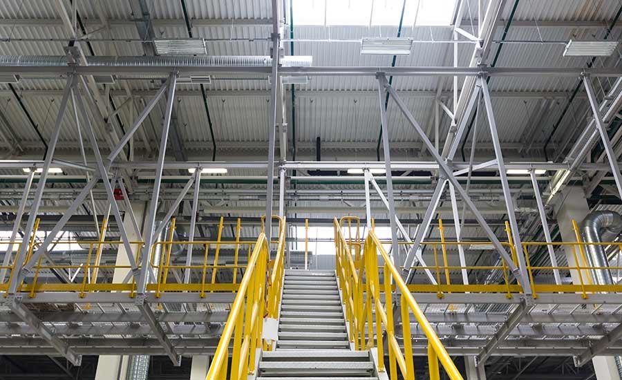 Mezzanine flooring in a warehouse