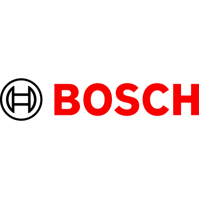 Bosch logo with a black circular icon on the left, BOSCH in bold red letters, symbolizing automation solutions on a white background.