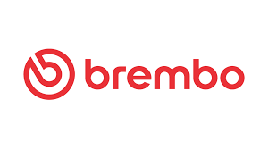Brembo logo featuring a stylized red B, reflecting innovation in the manufacturing industry, next to 