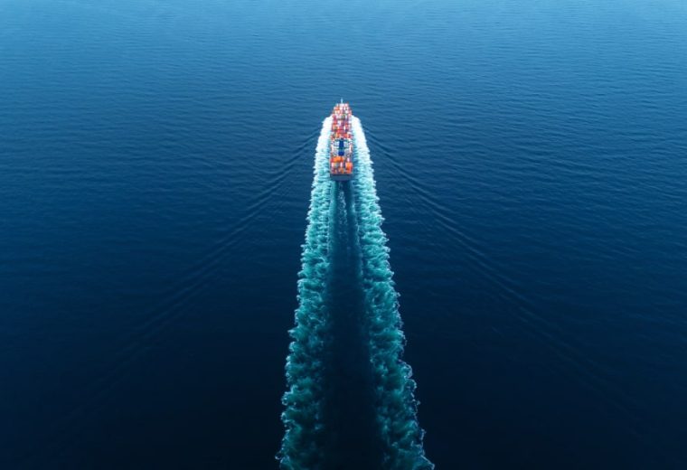 An image of a container ship
