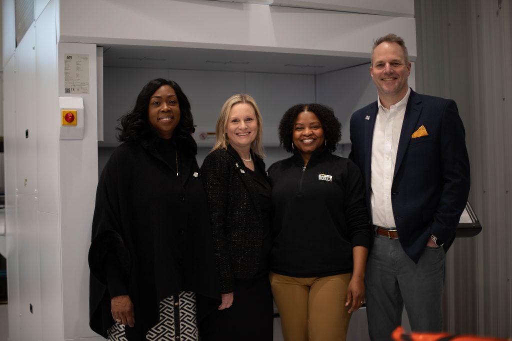 Cutting ceremony for the new Butler Tech Aviation Center at Middletown Regional Airport.