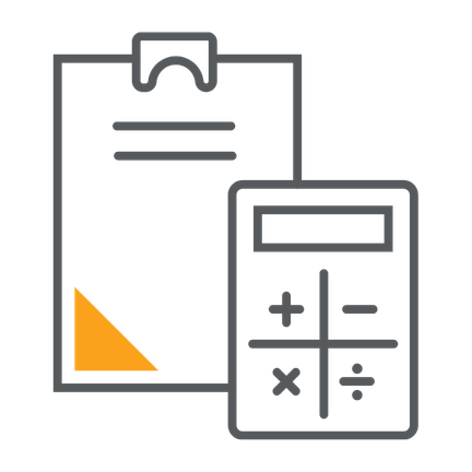 Line drawing of a clipboard, paper, and calculator—perfect for illustrating wcs vs wms or inventory management software concepts.